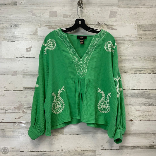 Top Long Sleeve By Rain In Green, Size: M