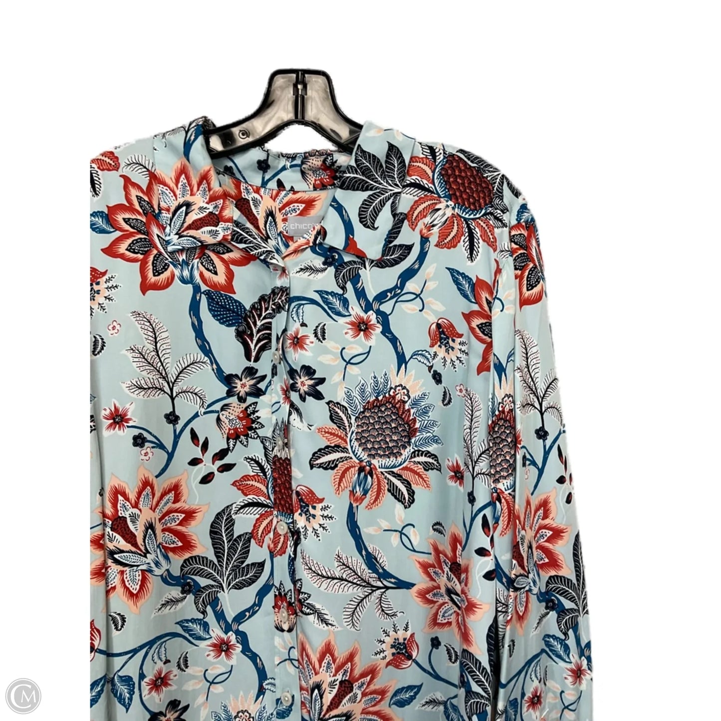 Blouse Long Sleeve By Chicos In Blue, Size: Xxl
