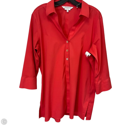 Tunic 3/4 Sleeve By Foxcroft In Orange, Size: L