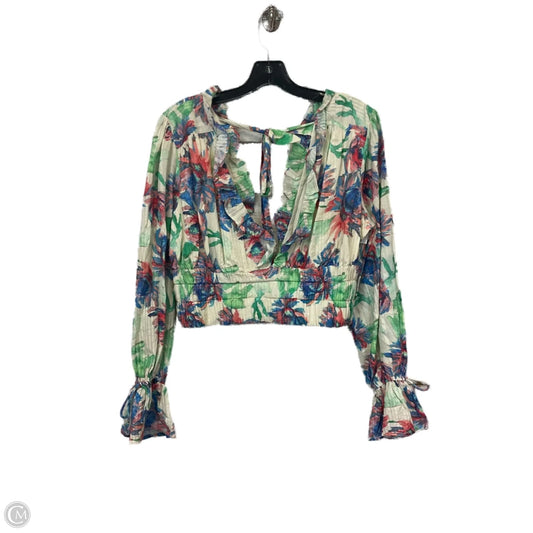 Top Long Sleeve By Anthropologie In Blue & Green, Size: M