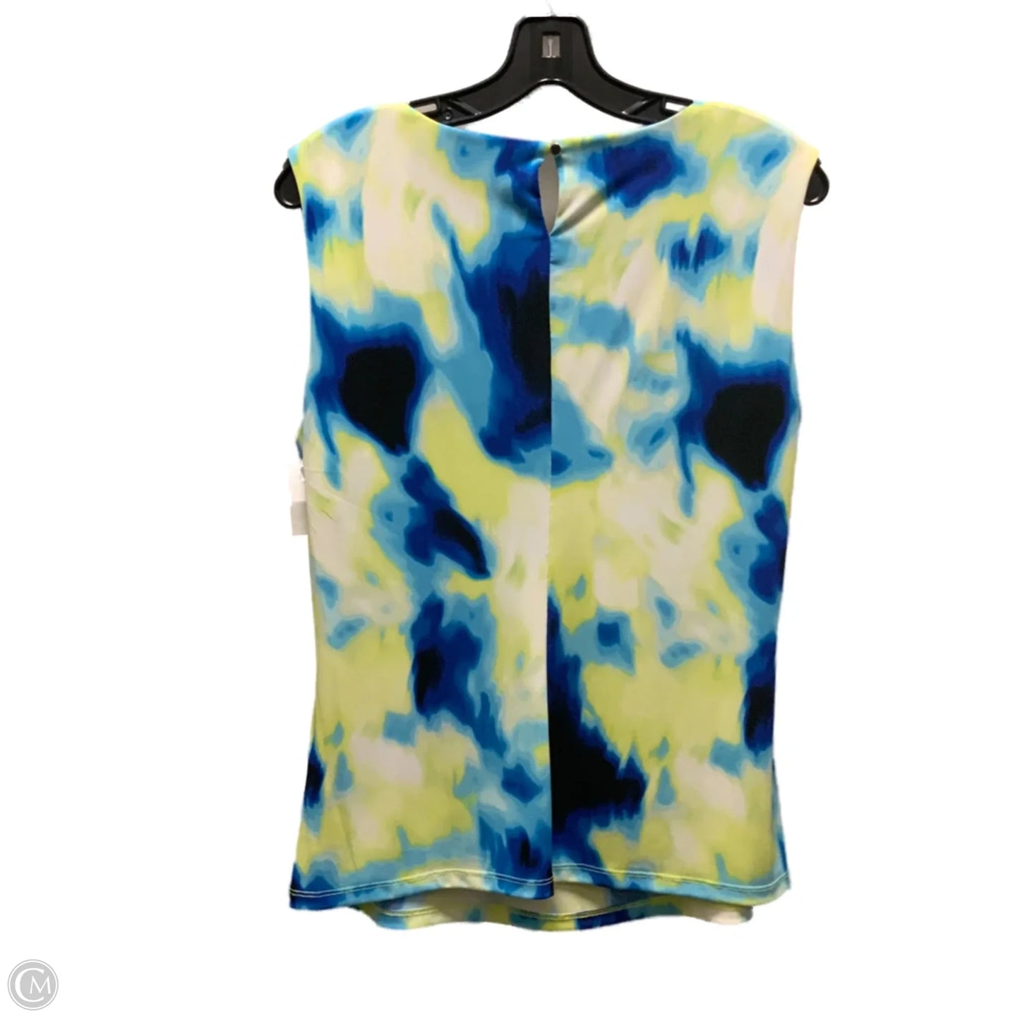 Blouse Sleeveless By Calvin Klein In Blue & Yellow, Size: L