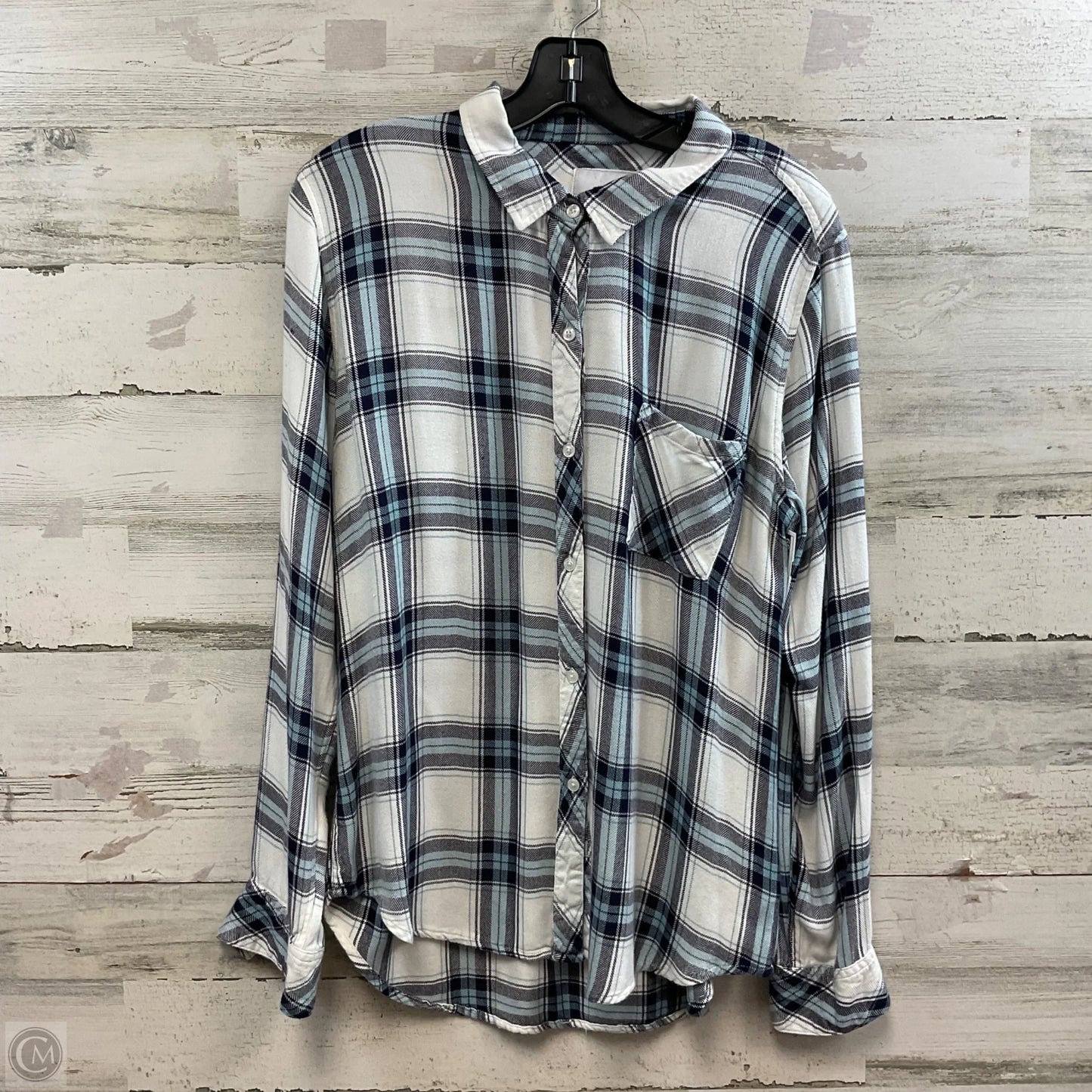 Blouse Long Sleeve By Rails In Blue, Size: L