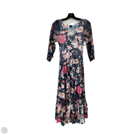 Dress Casual Midi By Komarov In Blue & Pink, Size: M