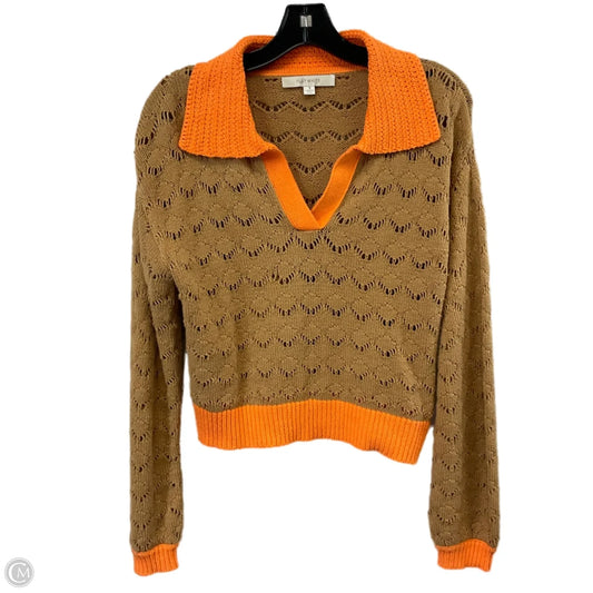 Sweater By Flat White In Brown & Orange, Size: S