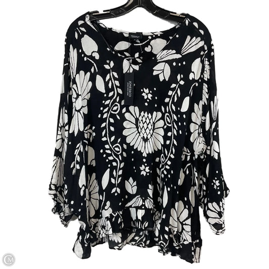 Blouse 3/4 Sleeve By Jones And Co In Black, Size: 3x