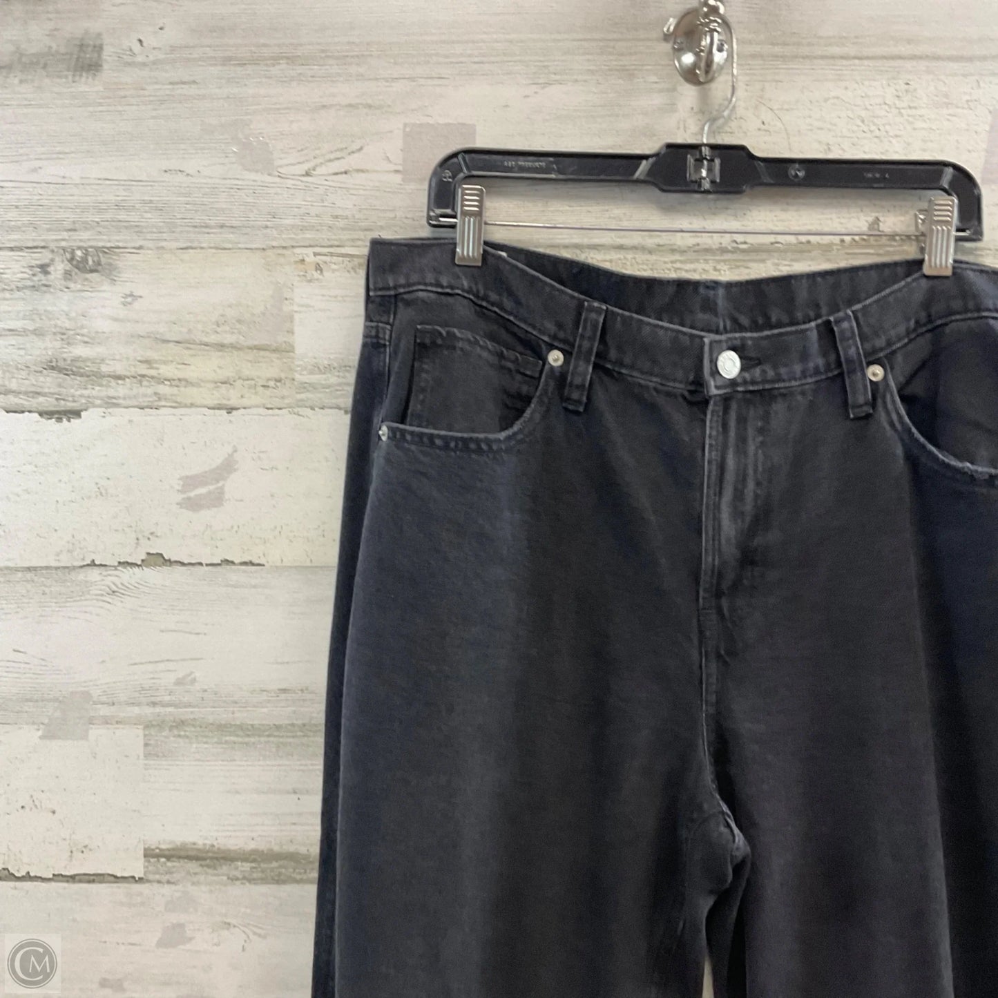 Jeans Straight By Gap In Black Denim, Size: 14