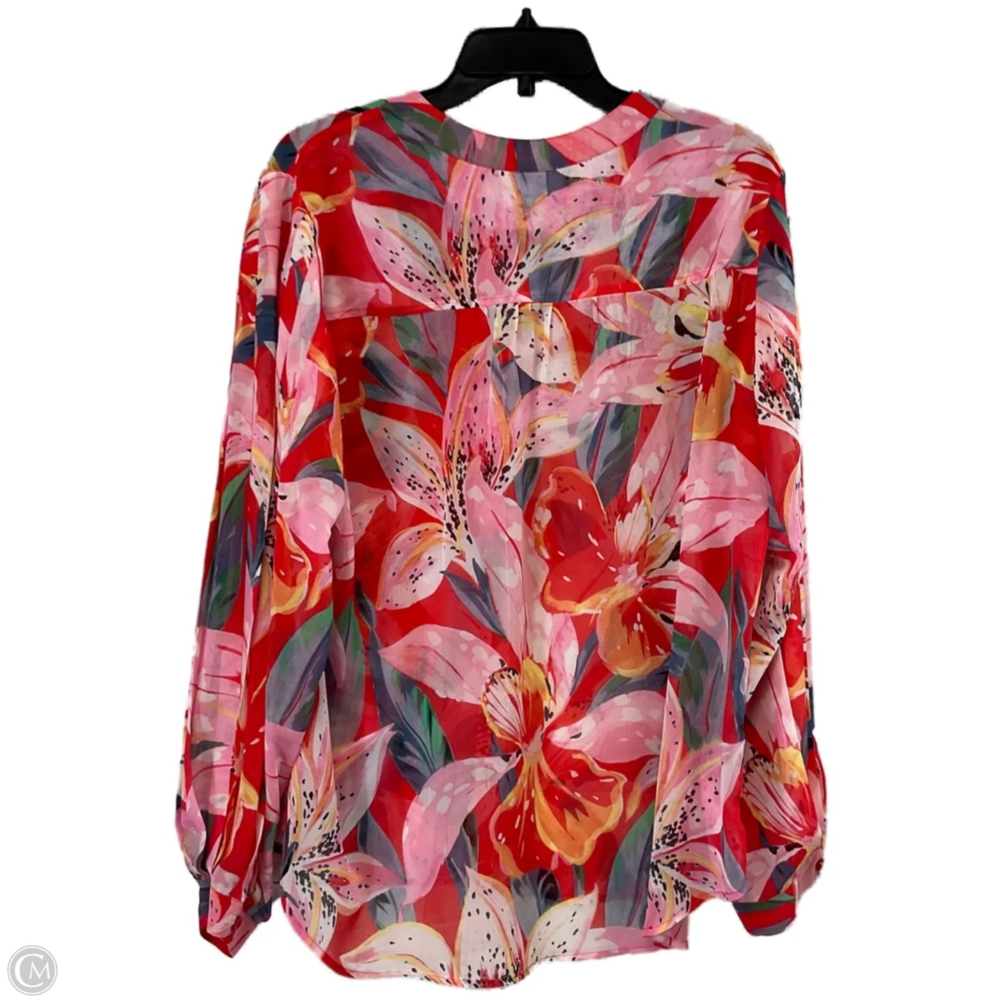 Blouse Long Sleeve By Chicos In Red, Size: Xl
