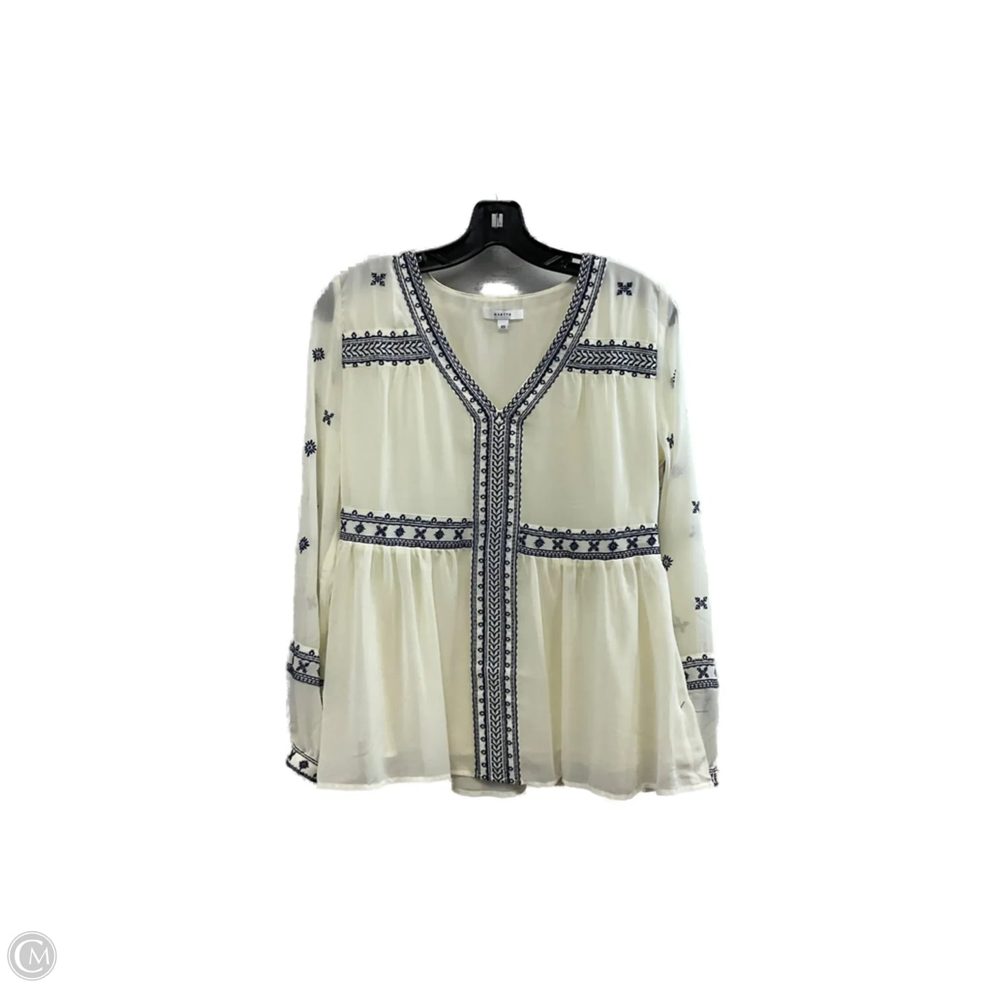 Blouse Long Sleeve By Maette In Cream, Size: Xs