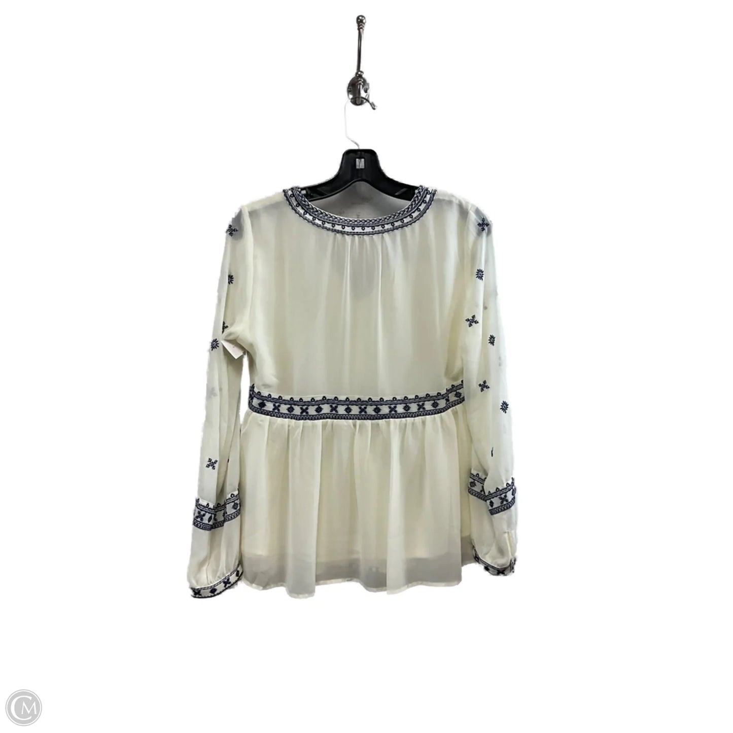 Blouse Long Sleeve By Maette In Cream, Size: Xs