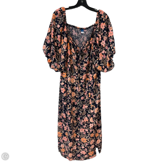 Dress Casual Midi By Old Navy In Blue & Pink, Size: 3x