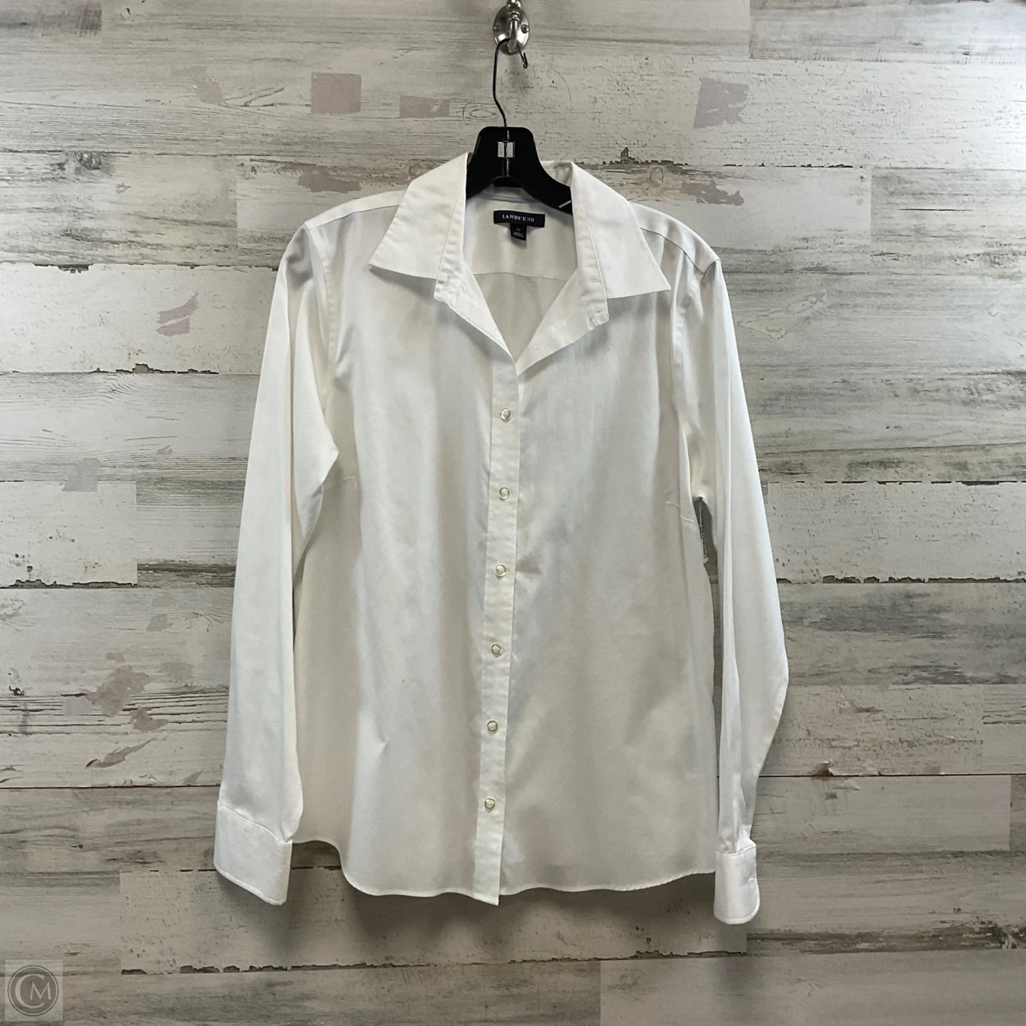 Blouse Long Sleeve By Lands End In White, Size: L