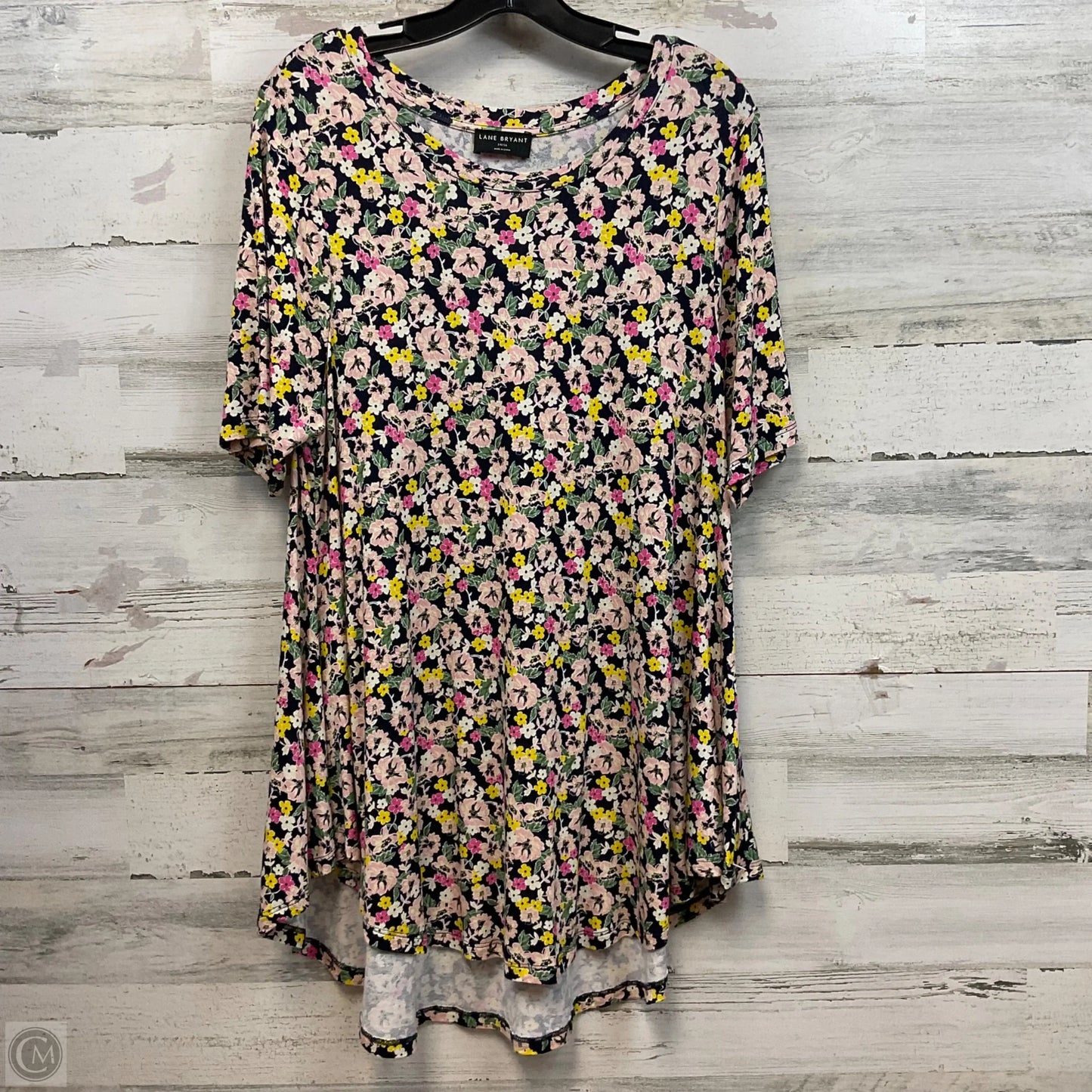 Top Short Sleeve By Lane Bryant In Black & Pink, Size: Xl