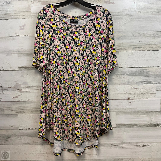 Top Short Sleeve By Lane Bryant In Black & Pink, Size: Xl