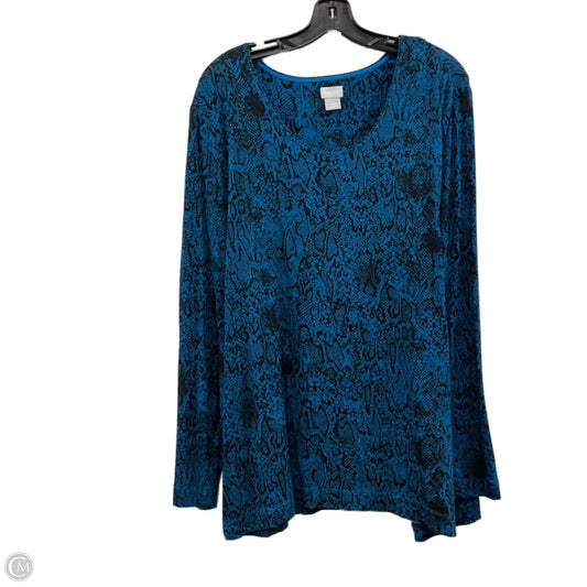 Top Long Sleeve By Chicos In Blue, Size: Xxl