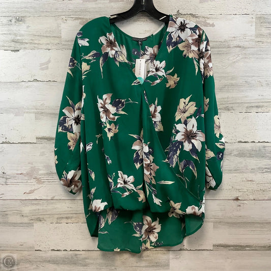 Blouse 3/4 Sleeve By West Kei In Green, Size: Xl