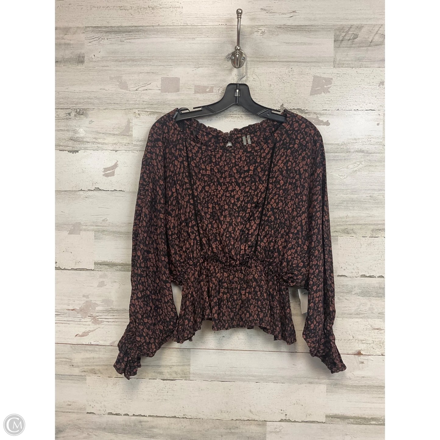 Blouse Long Sleeve By Anthropologie In Black & Brown, Size: Xs