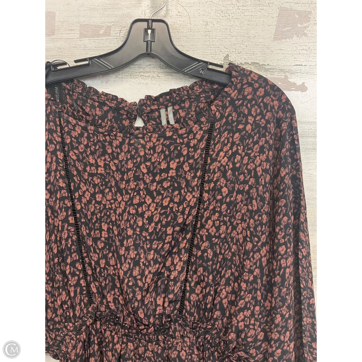 Blouse Long Sleeve By Anthropologie In Black & Brown, Size: Xs
