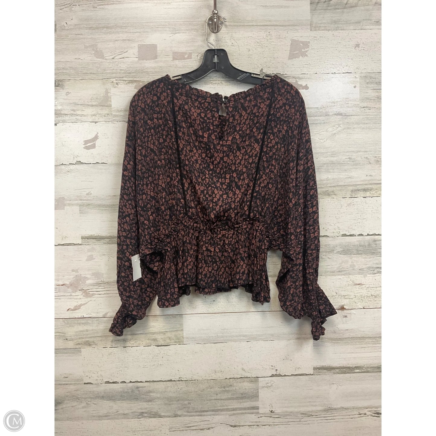 Blouse Long Sleeve By Anthropologie In Black & Brown, Size: Xs