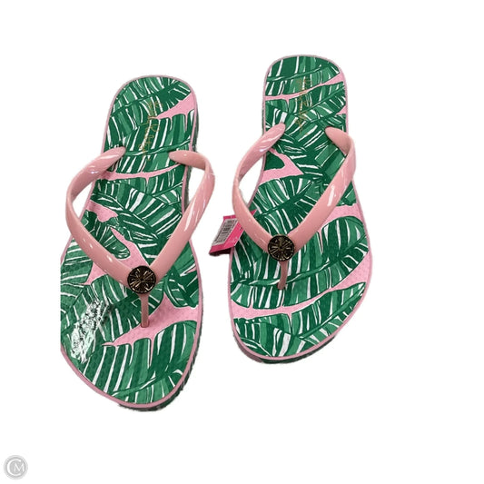 Sandals Flip Flops By Lilly Pulitzer In Green & Pink, Size: 9