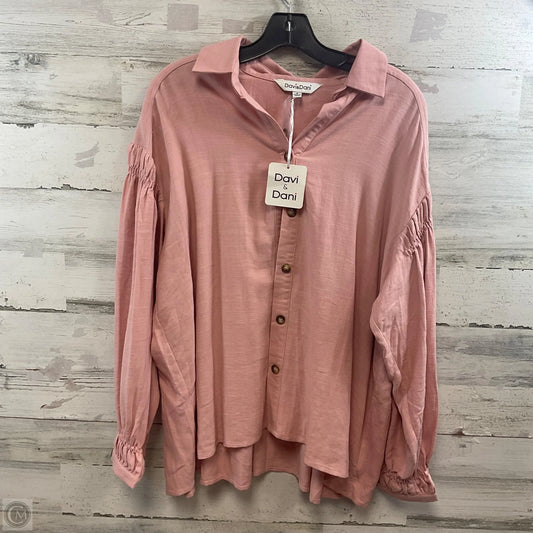 Blouse Long Sleeve By Davi & Dani In Pink, Size: M