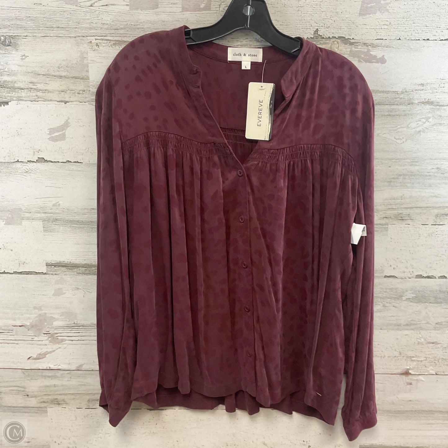 Blouse Long Sleeve By Cloth & Stone In Maroon, Size: L