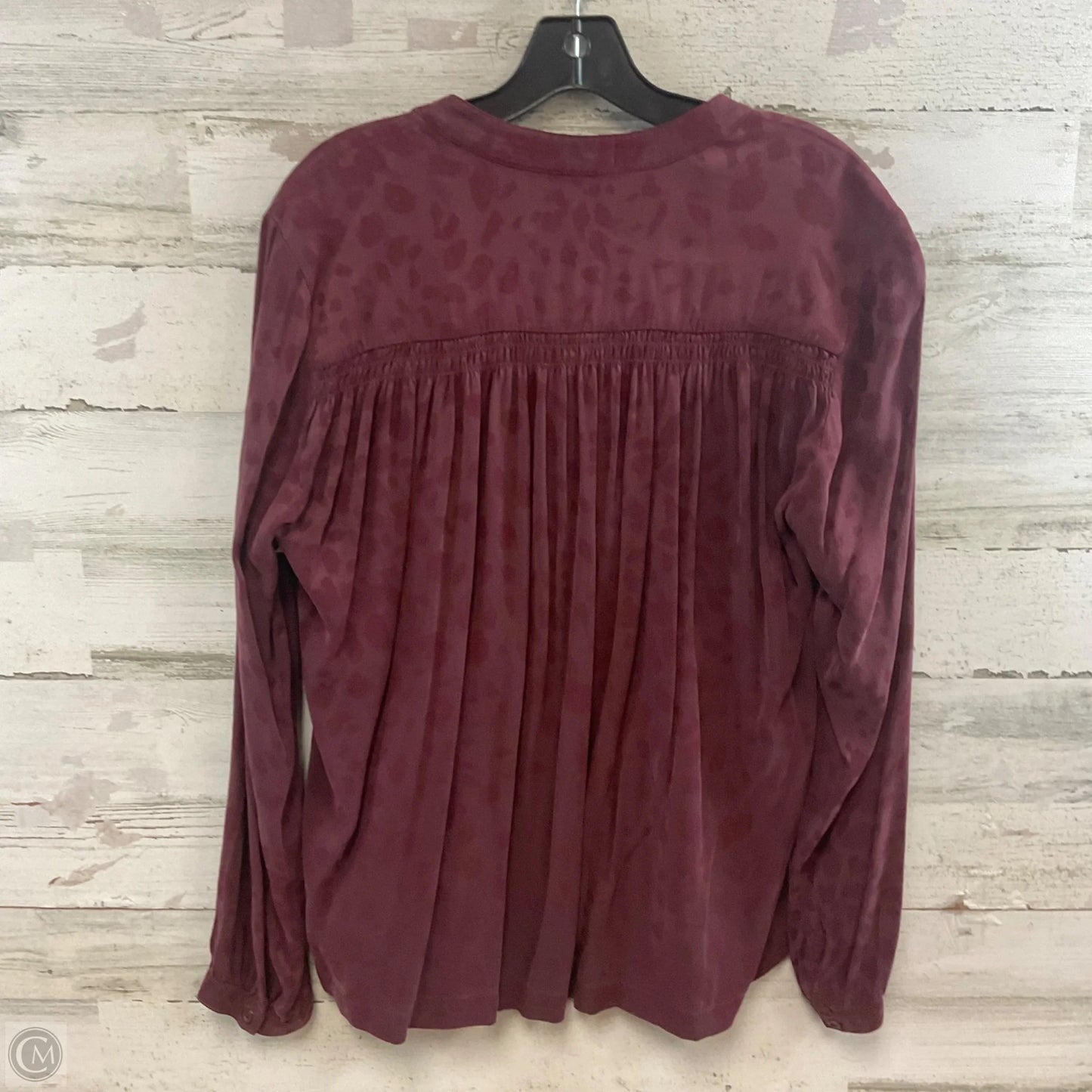 Blouse Long Sleeve By Cloth & Stone In Maroon, Size: L