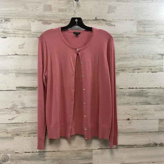 Sweater Cardigan By Ann Taylor In Pink, Size: L