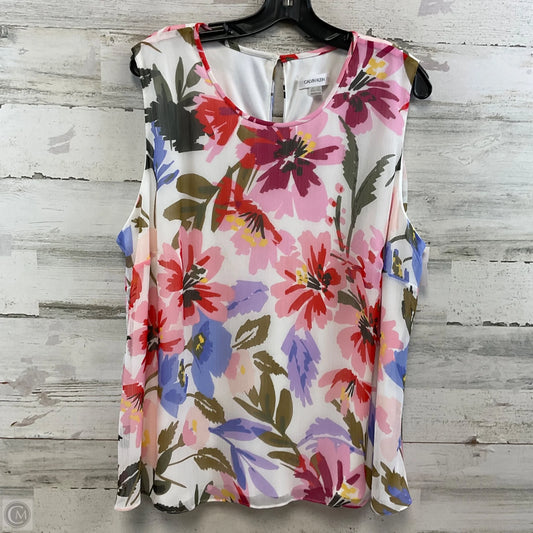 Blouse Sleeveless By Calvin Klein In White, Size: 2x