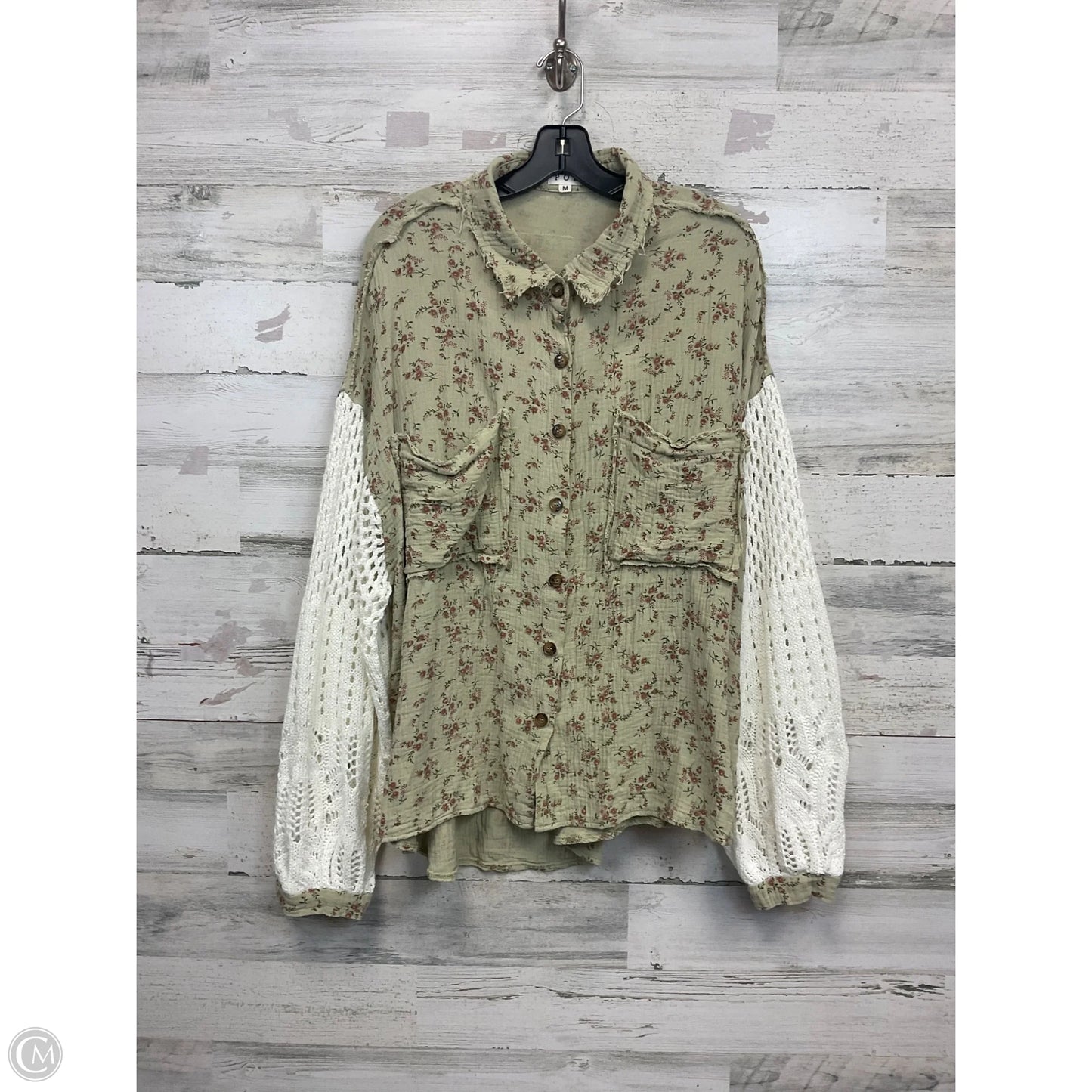 Blouse Long Sleeve By Pol In Green, Size: M