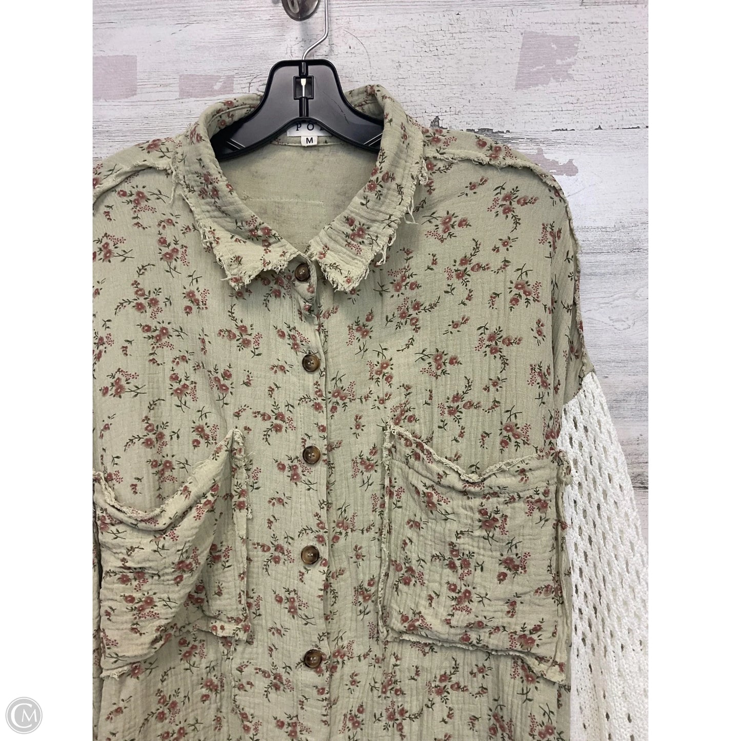 Blouse Long Sleeve By Pol In Green, Size: M