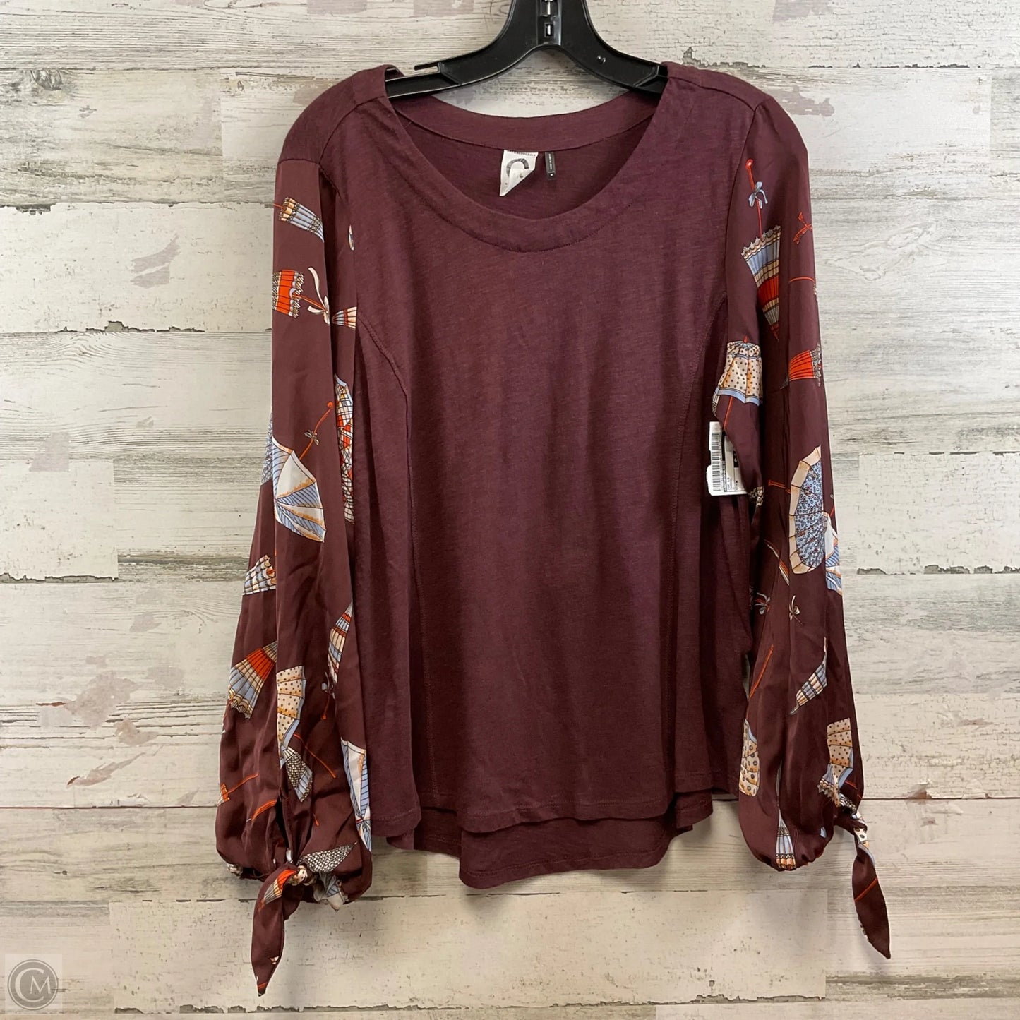 Top Long Sleeve By Anthropologie In Maroon, Size: M