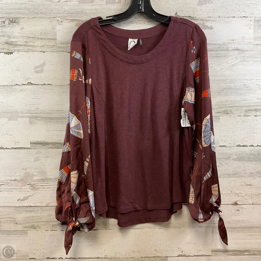 Top Long Sleeve By Anthropologie In Maroon, Size: M