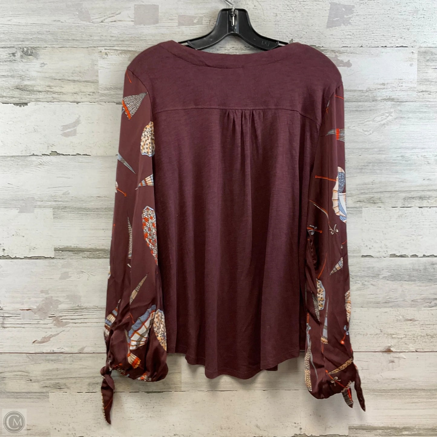 Top Long Sleeve By Anthropologie In Maroon, Size: M