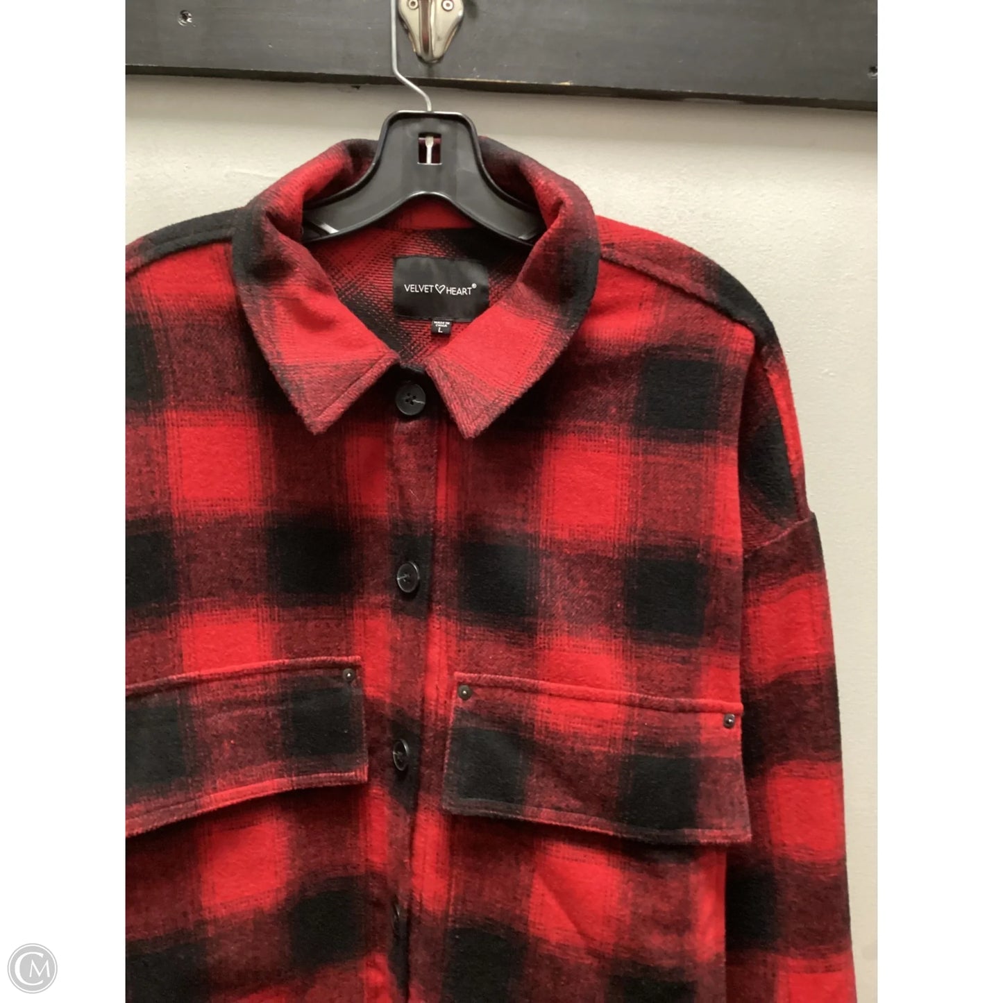 Jacket Shirt By Velvet Heart In Red, Size: L