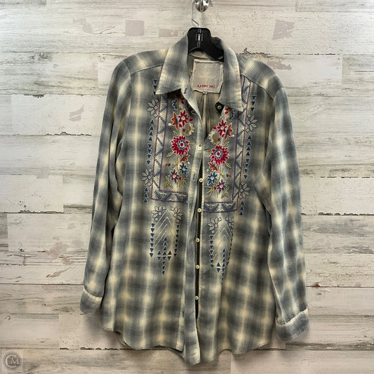 Blouse Long Sleeve By Johnny Was In Grey, Size: L