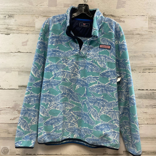 Sweatshirt Collar By Vineyard Vines In Blue & Green, Size: L
