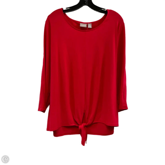 Blouse 3/4 Sleeve By Chicos In Red, Size: Xl