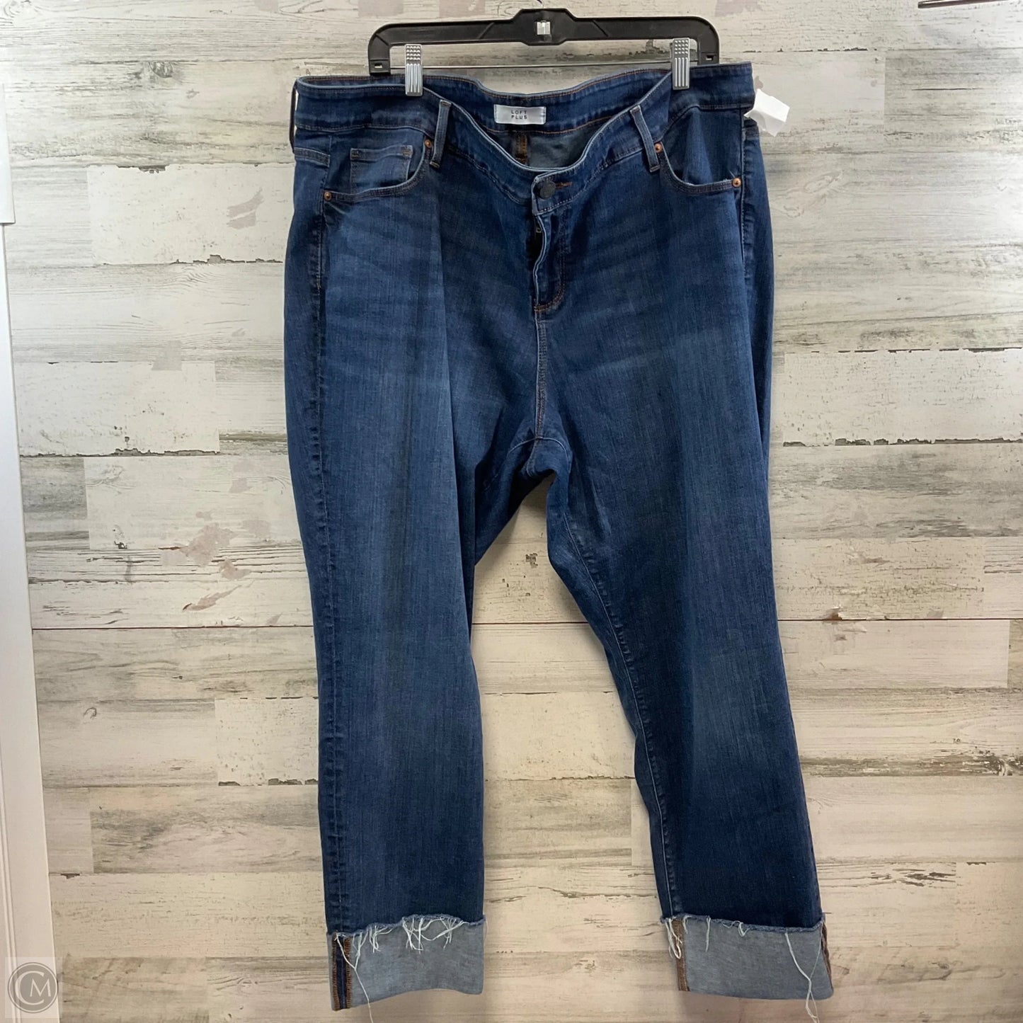 Jeans Straight By Loft In Blue Denim, Size: 22