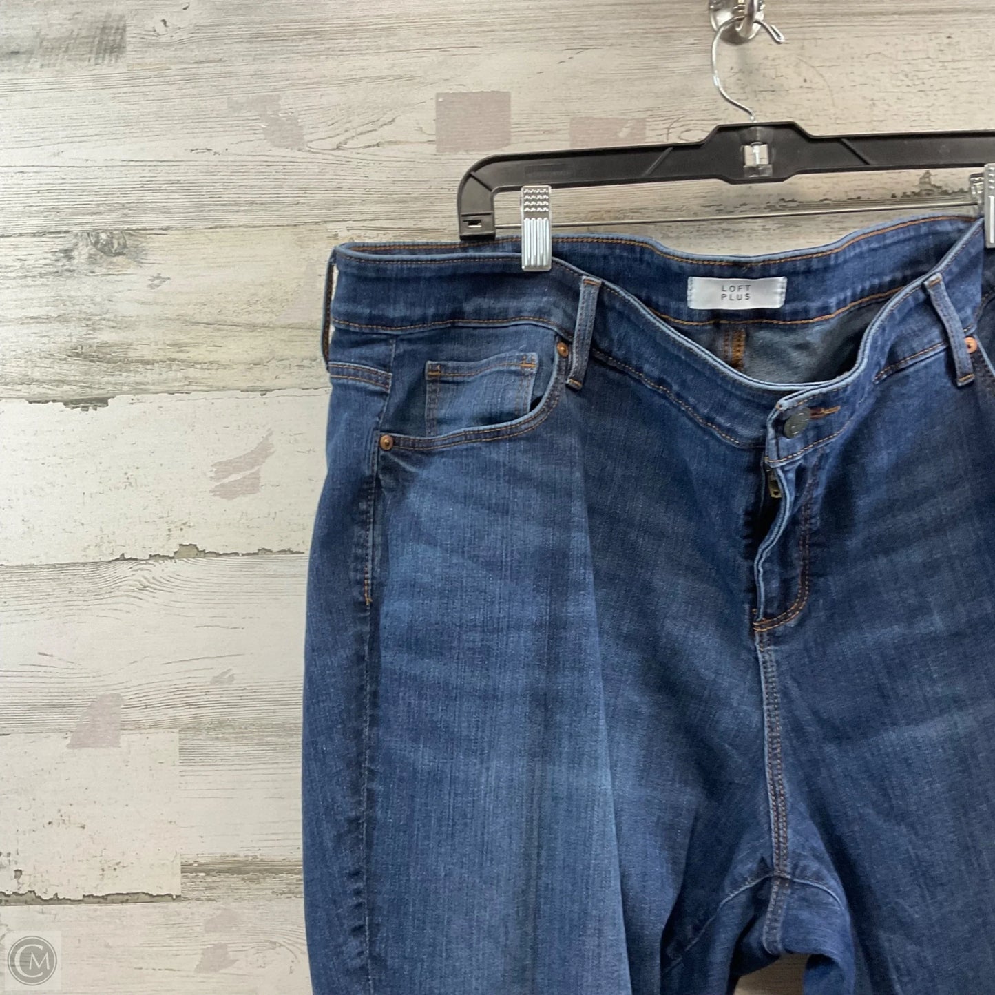 Jeans Straight By Loft In Blue Denim, Size: 22
