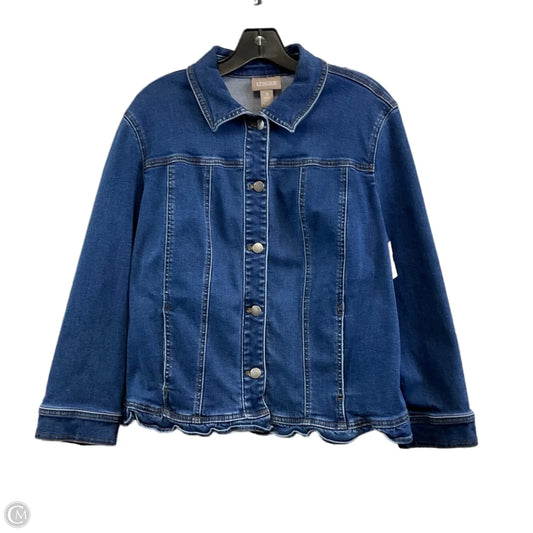 Jacket Denim By Chicos In Blue Denim, Size: Xl