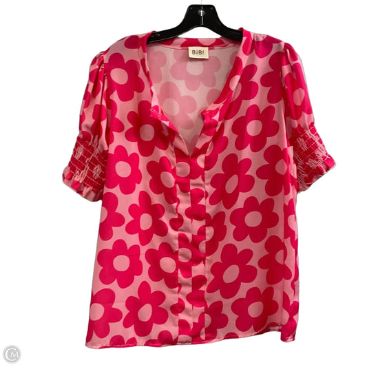 Blouse Short Sleeve By Bibi In Pink, Size: S