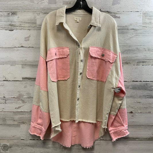 Jacket Shirt By Pol In Tan, Size: M
