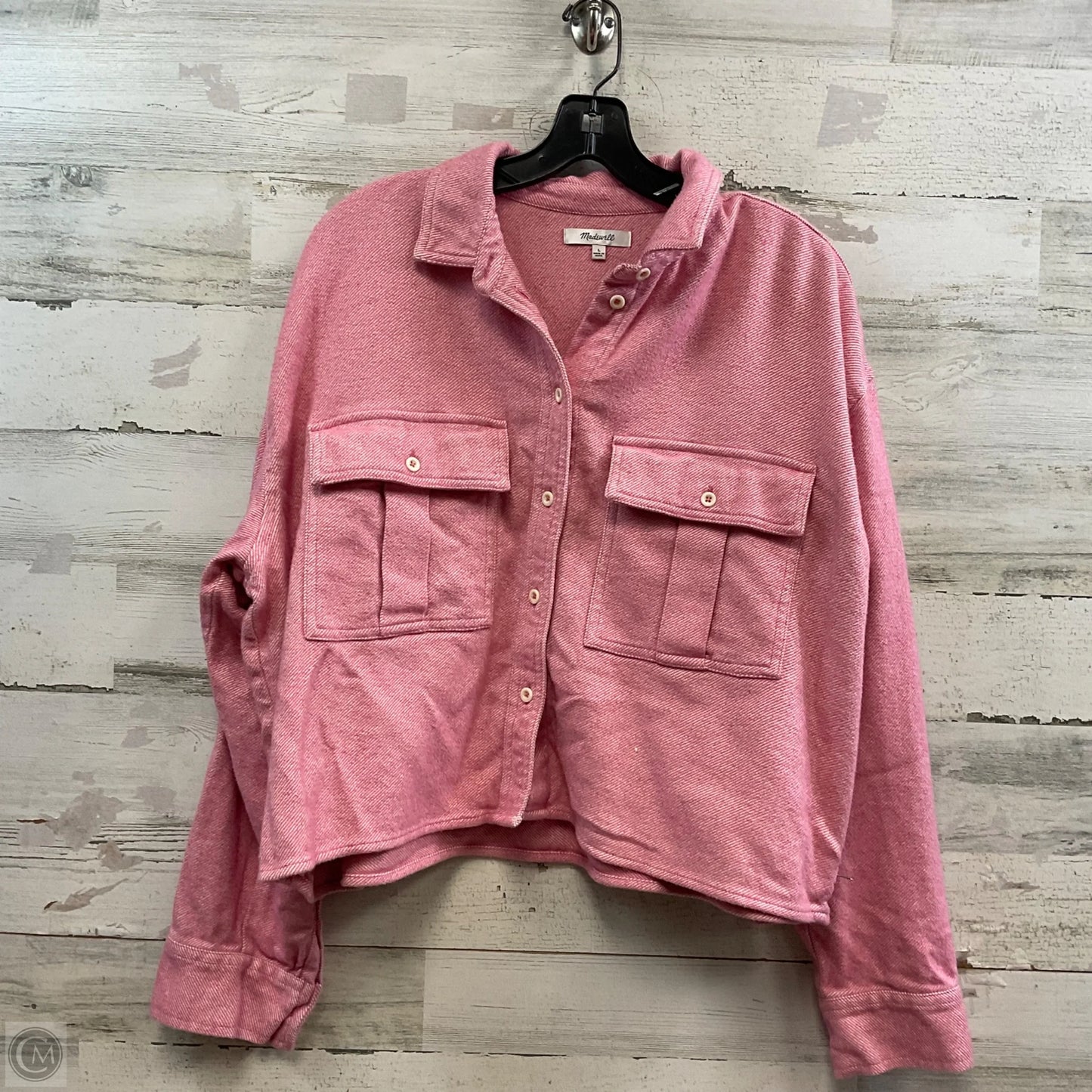 Jacket Shirt By Madewell In Pink, Size: L