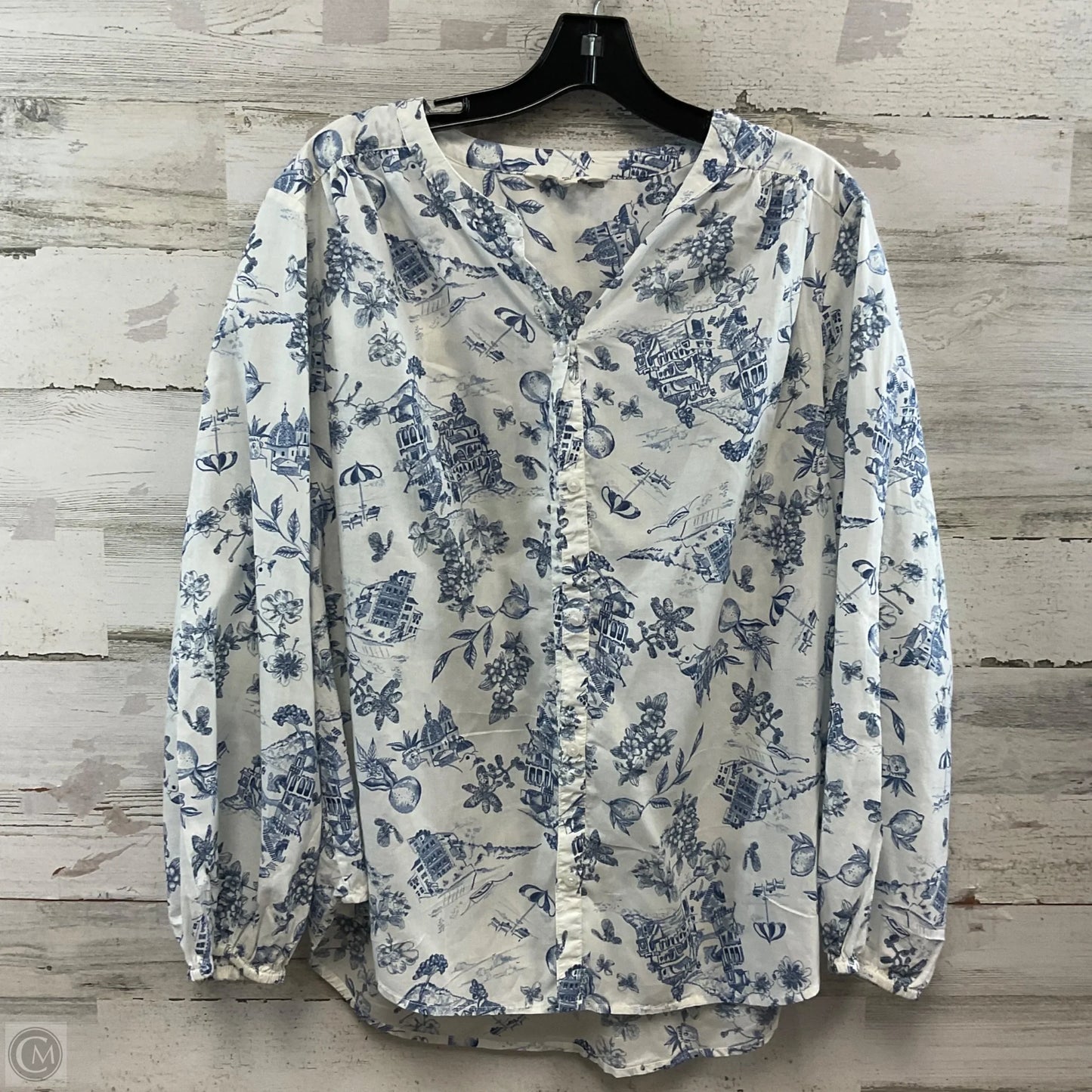 Blouse Long Sleeve By Lucky Brand In Blue, Size: L