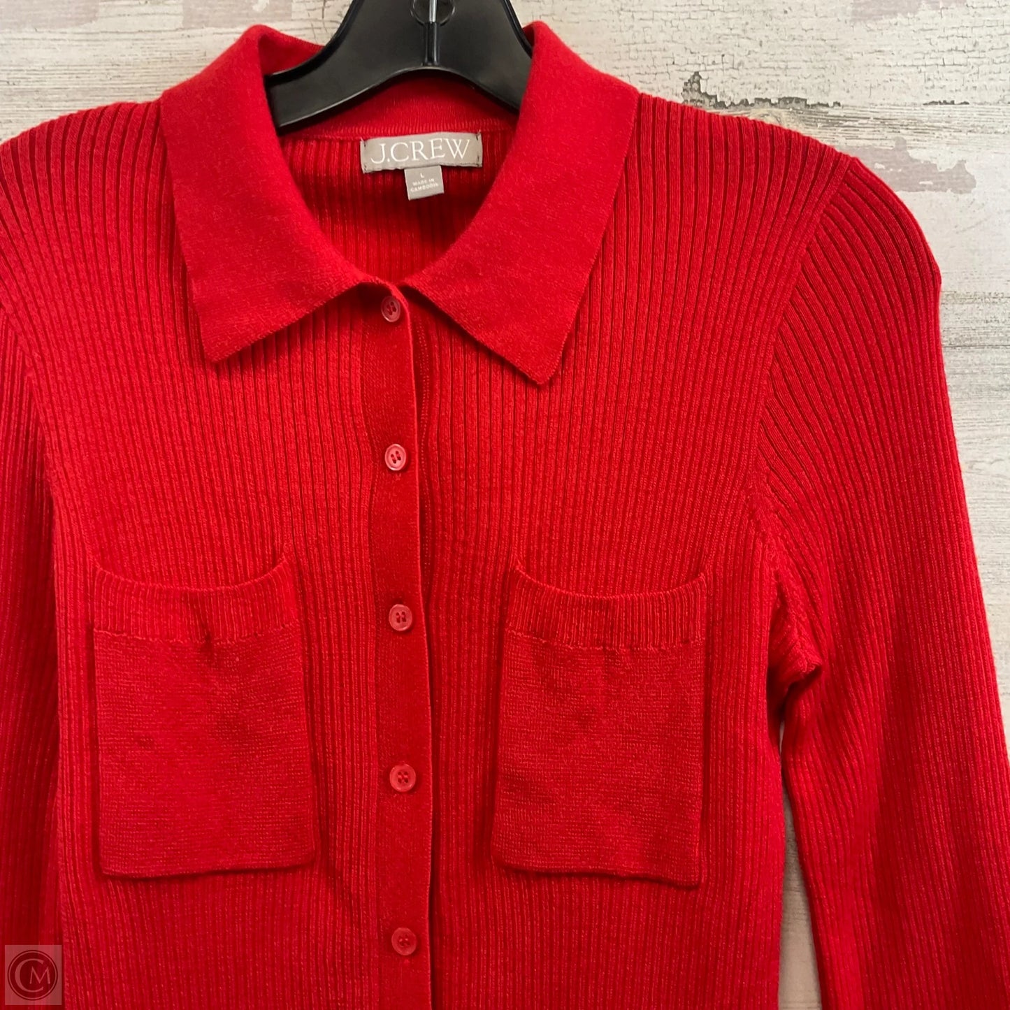Sweater Cardigan By J. Crew In Red, Size: L