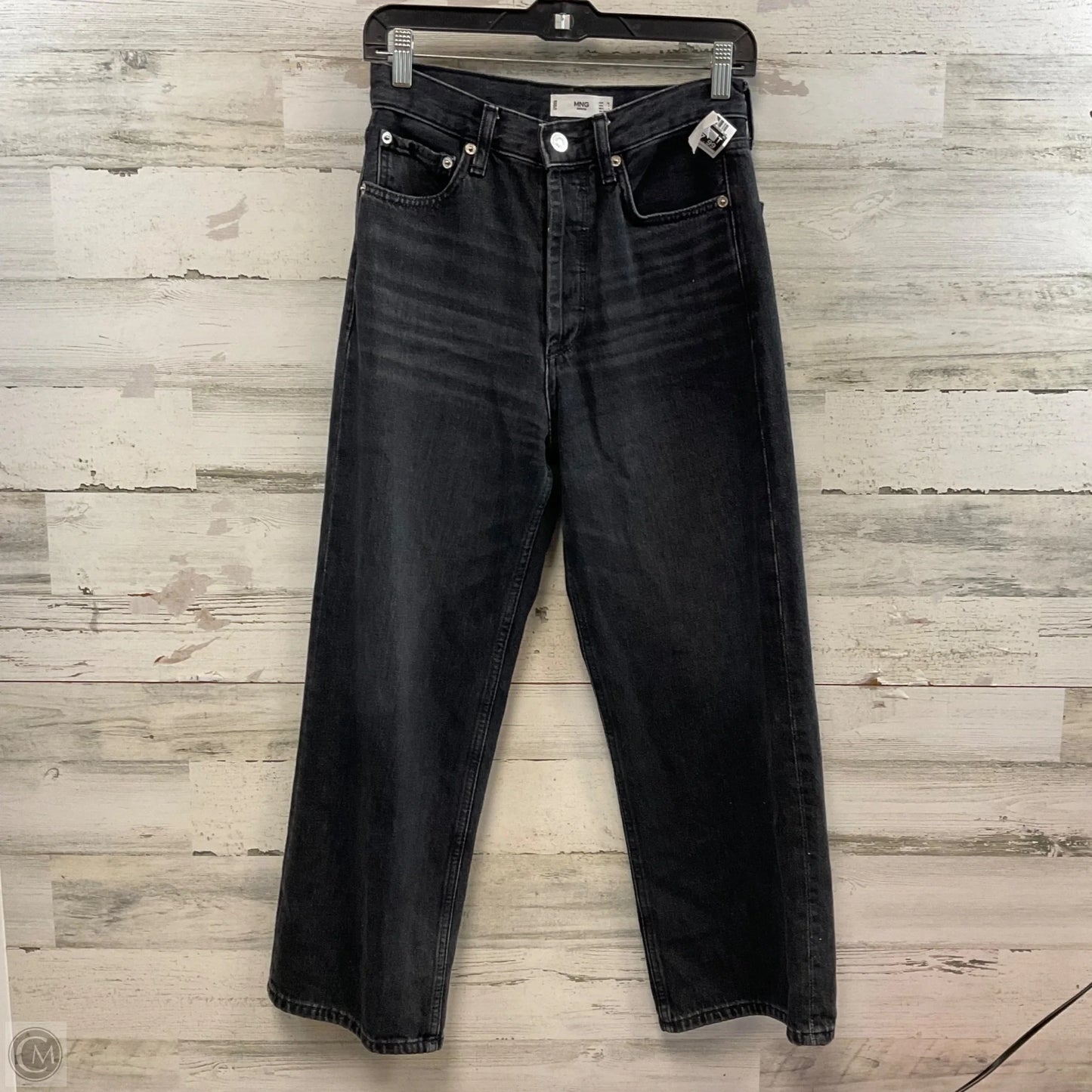 Jeans Wide Leg By Mng In Black Denim, Size: 4