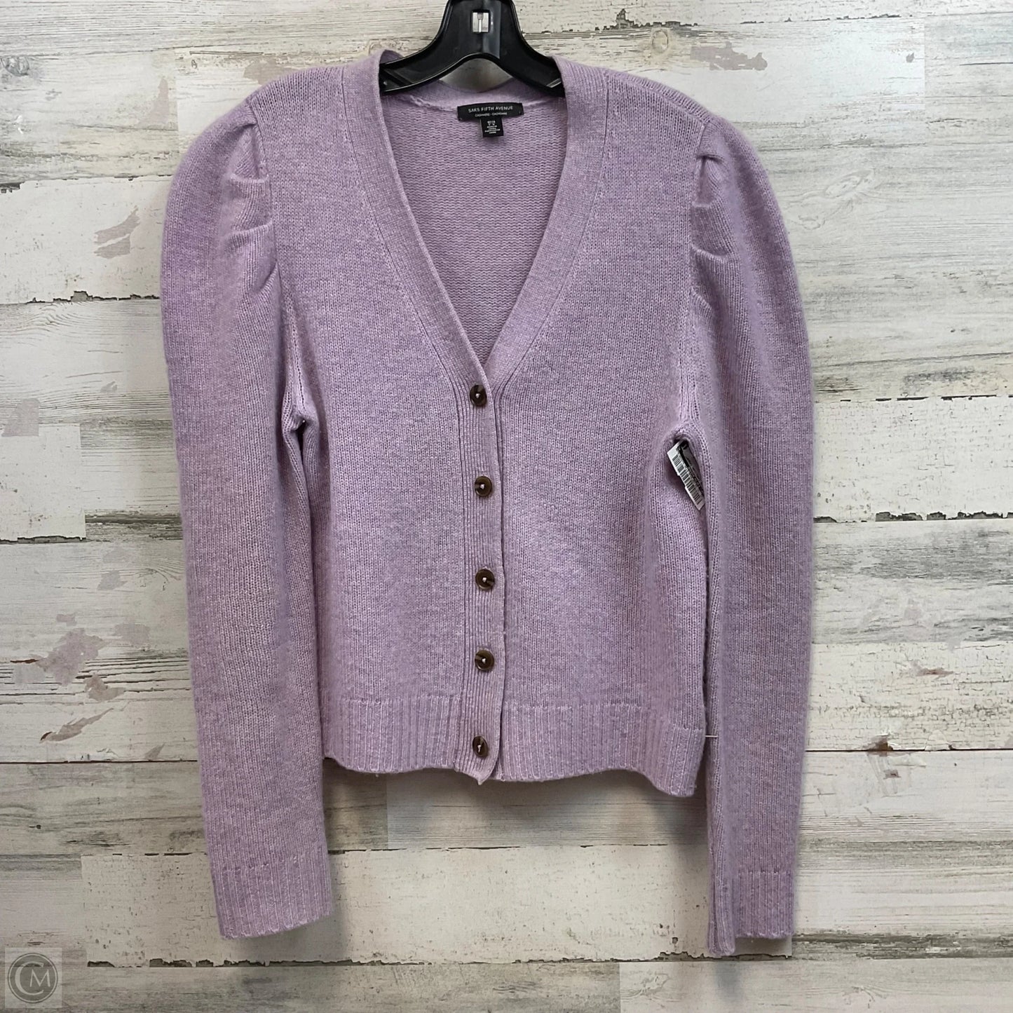 Sweater Cardigan Cashmere By Saks Fifth Avenue In Purple, Size: L