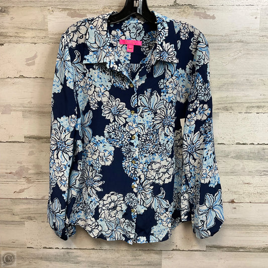 Blouse Long Sleeve By Lilly Pulitzer In Blue, Size: L