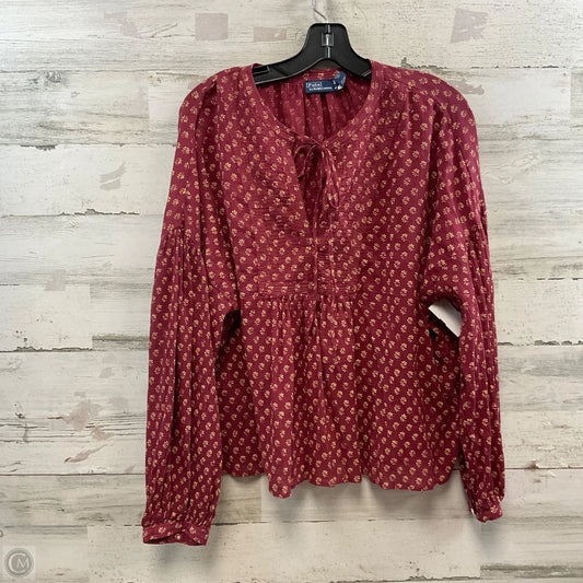 Blouse Long Sleeve By Polo Ralph Lauren In Red, Size: L