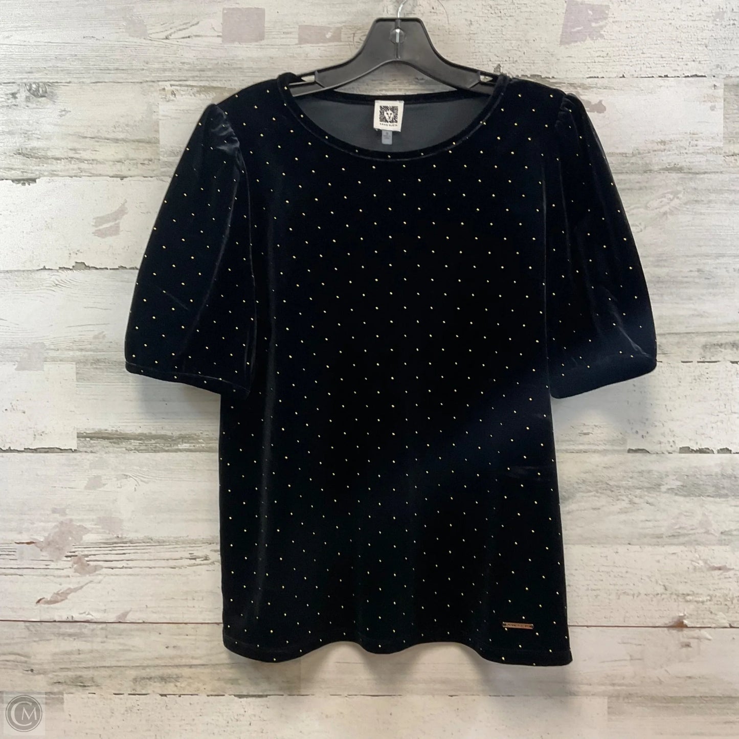 Blouse Short Sleeve By Anne Klein In Black, Size: M
